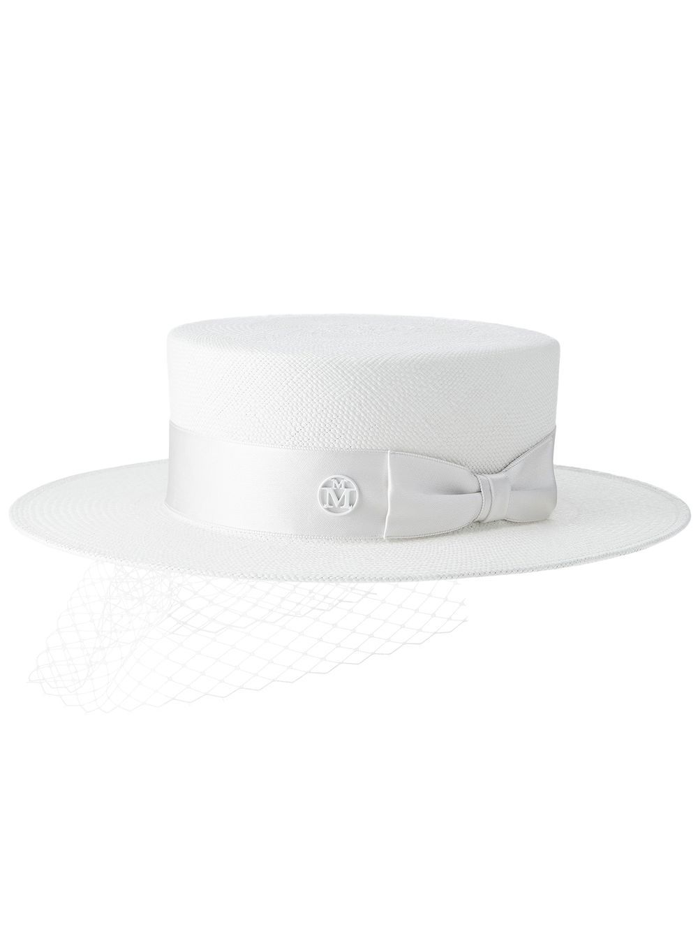 Maison Michel Kiki canotier hat with satin-ribbon - White von Maison Michel