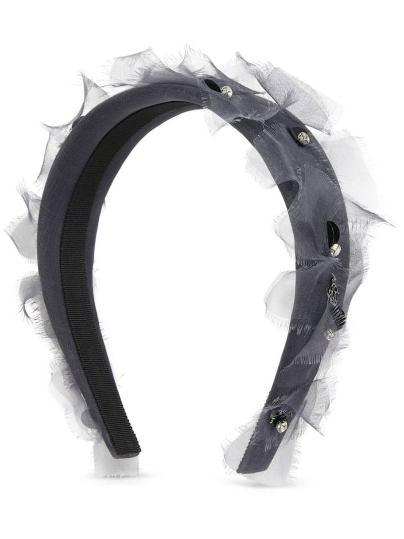 Maison Michel Miwa logo-charm silk headband - Grey von Maison Michel
