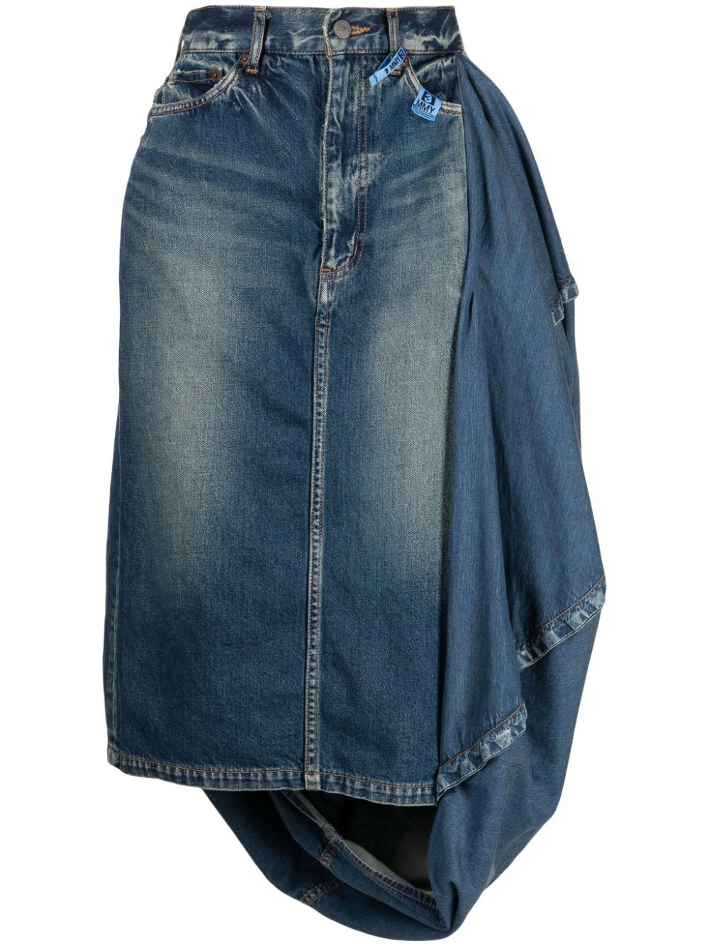 Maison MIHARA YASUHIRO Circle washed denim midi skirt - Blue von Maison MIHARA YASUHIRO