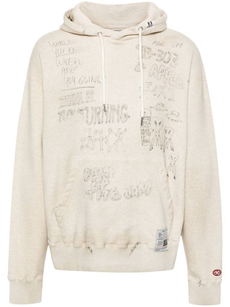 Maison Mihara Yasuhiro distressed cotton hoodie - Neutrals von Maison Mihara Yasuhiro