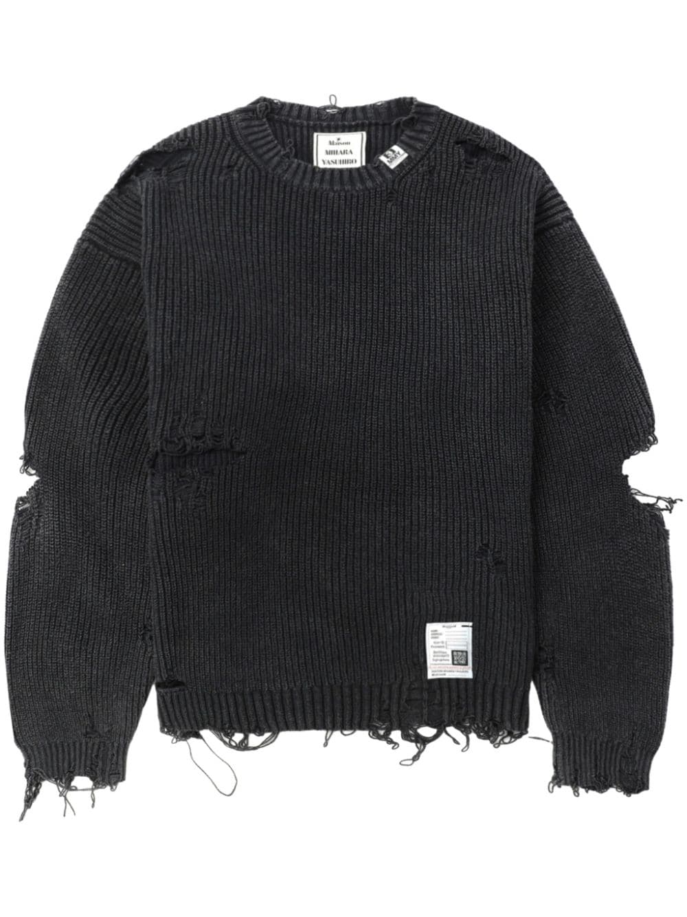 Maison Mihara Yasuhiro distressed-effect ribbed-knit jumper - Black von Maison Mihara Yasuhiro