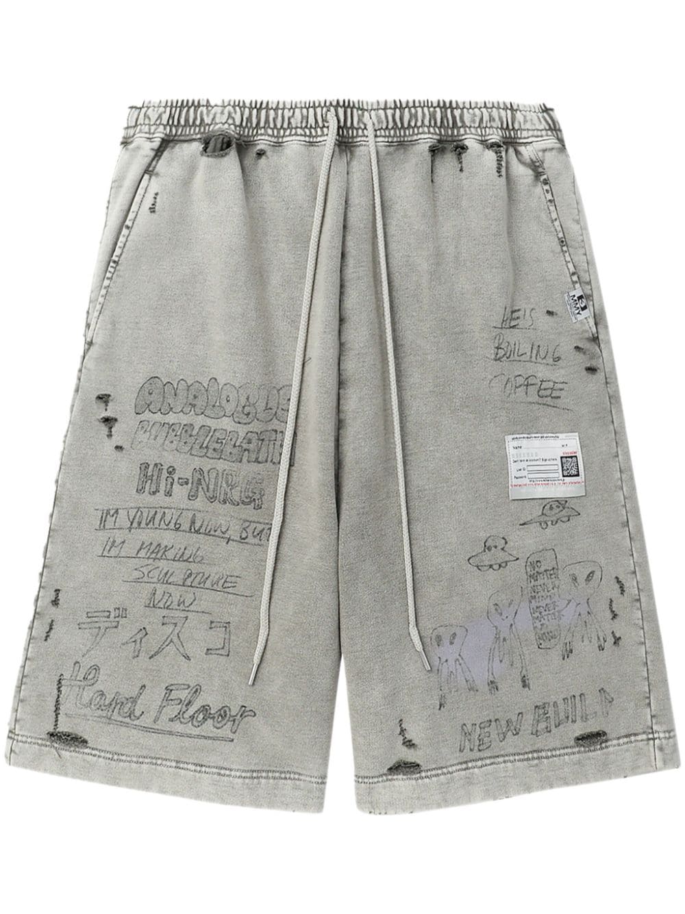 Maison Mihara Yasuhiro doodle-print track shorts - Neutrals von Maison Mihara Yasuhiro