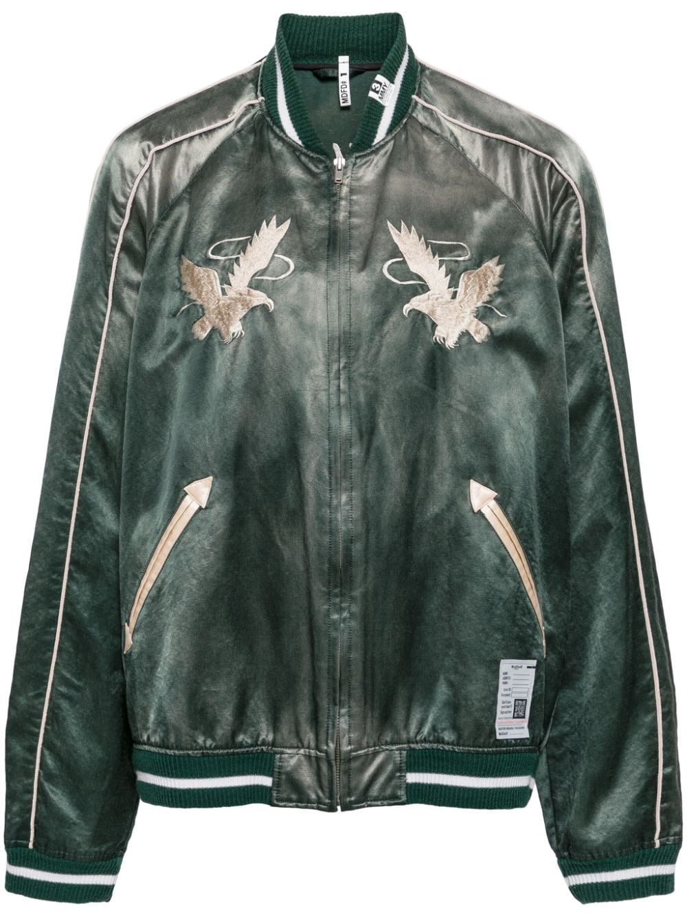 Maison Mihara Yasuhiro embroidered satin bomber jacket - Green von Maison Mihara Yasuhiro