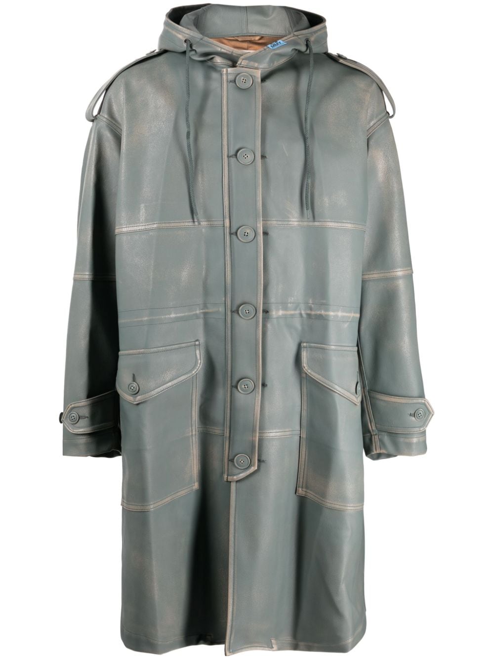 Maison Mihara Yasuhiro faux-leather hooded coat - Blue von Maison Mihara Yasuhiro