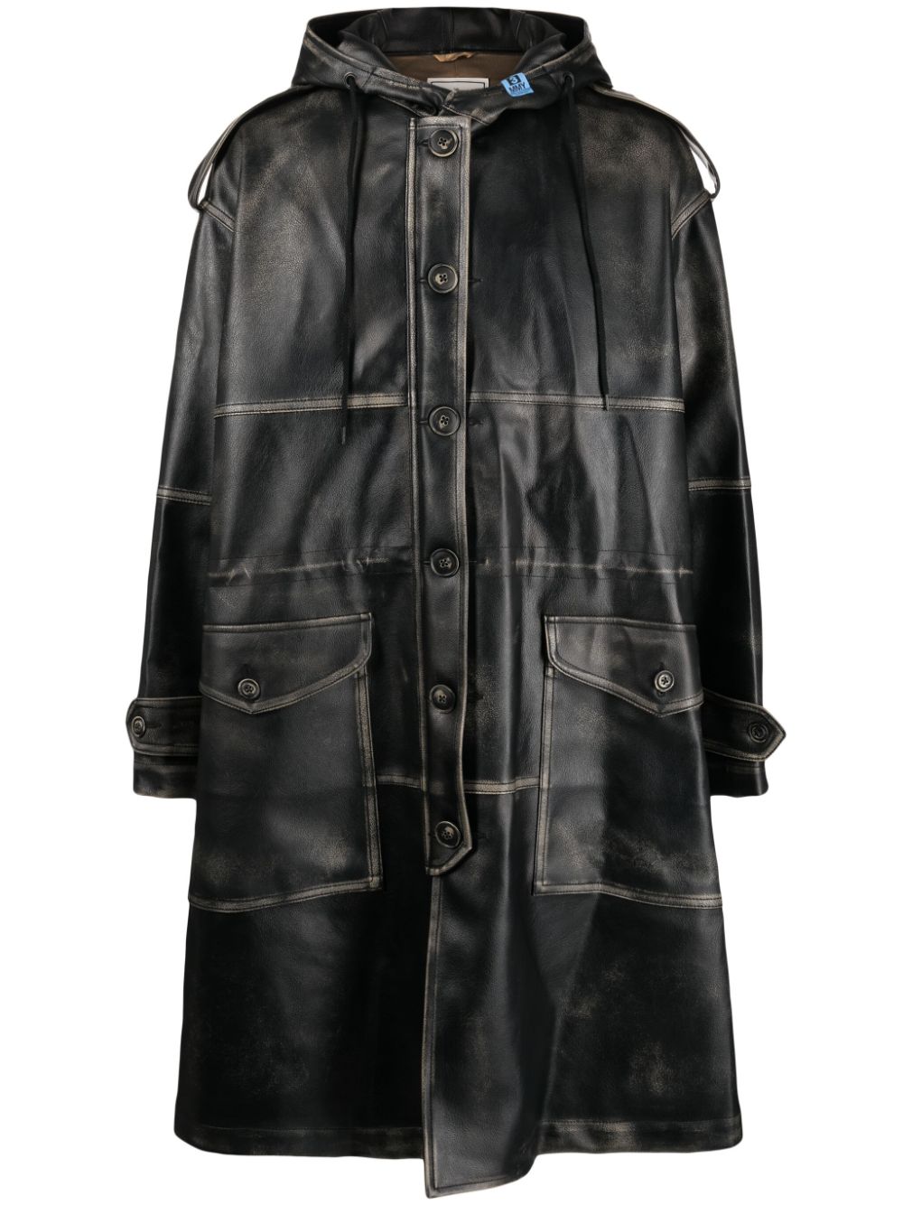 Maison Mihara Yasuhiro faux-leather single-breasted coat - Brown von Maison Mihara Yasuhiro