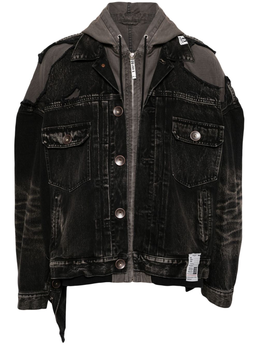 Maison Mihara Yasuhiro layered denim hooded jacket - Black von Maison Mihara Yasuhiro