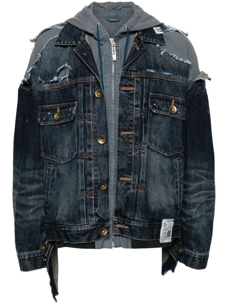 Maison Mihara Yasuhiro layered denim hooded jacket - Blue von Maison Mihara Yasuhiro