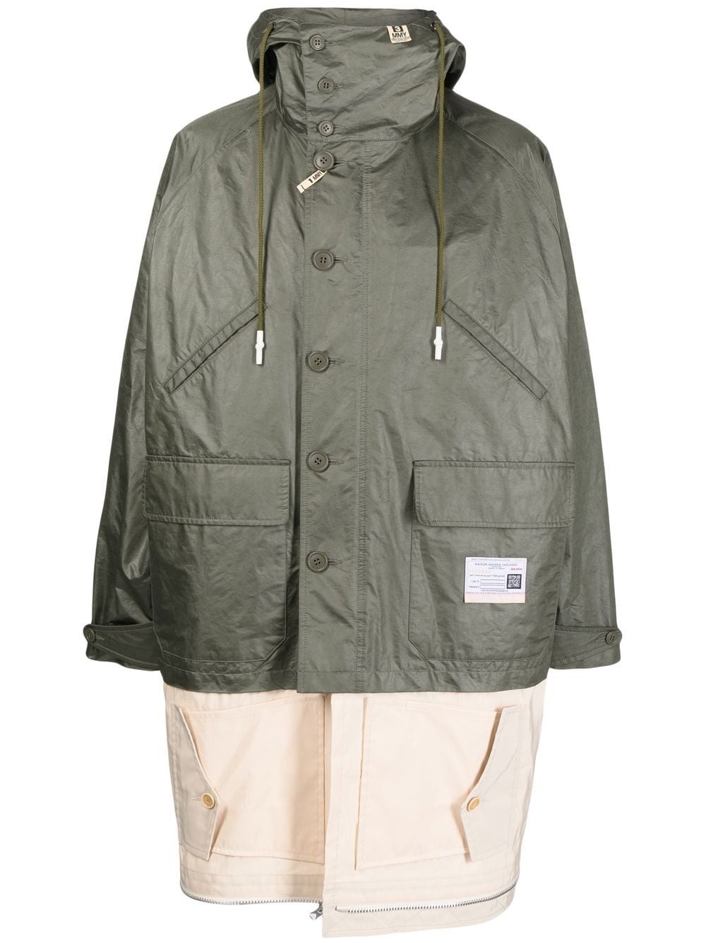 Maison Mihara Yasuhiro layered hooded coat - Green von Maison Mihara Yasuhiro