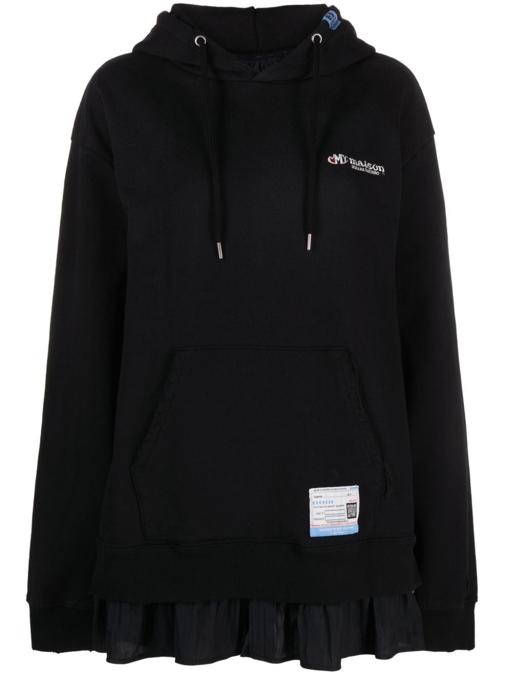 Maison MIHARA YASUHIRO layered logo-appliqué cotton hoodie - Black von Maison MIHARA YASUHIRO