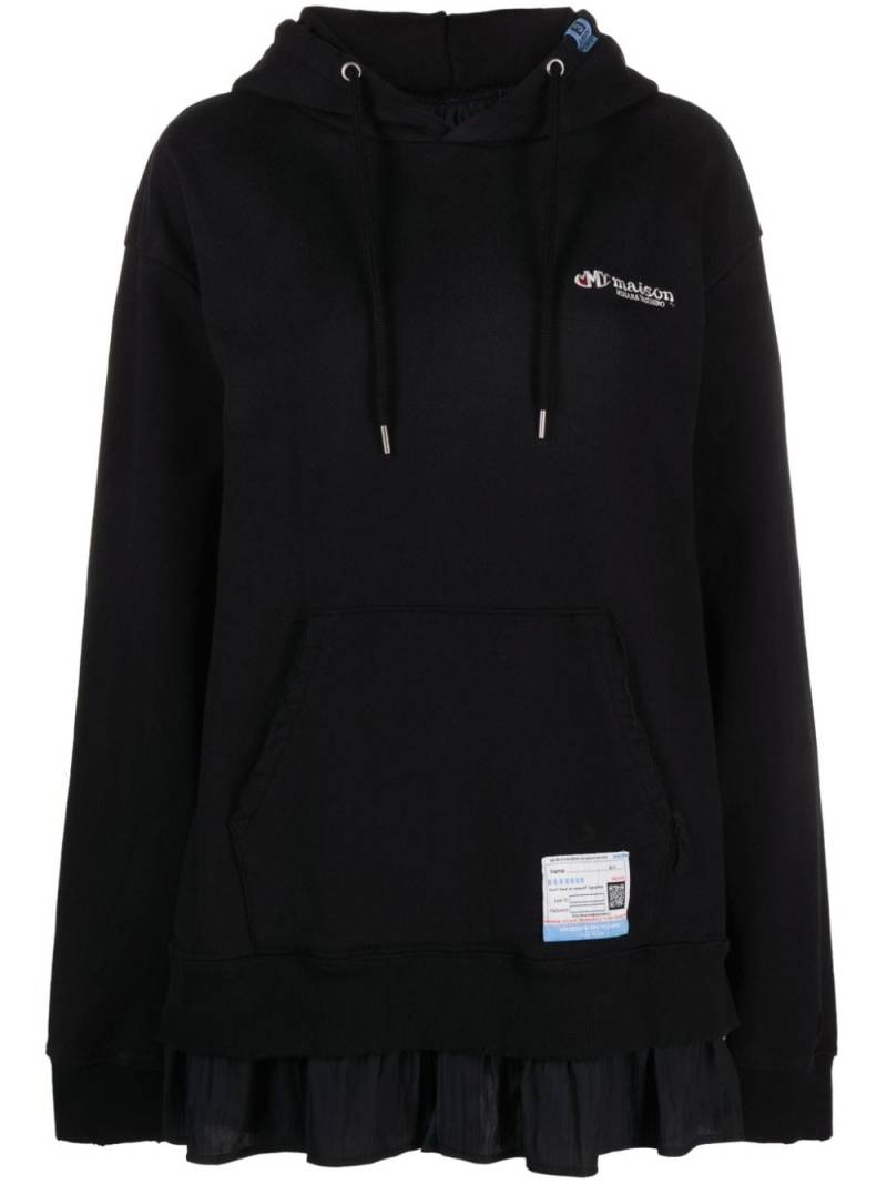 Maison Mihara Yasuhiro layered logo-appliqué cotton hoodie - Black von Maison Mihara Yasuhiro