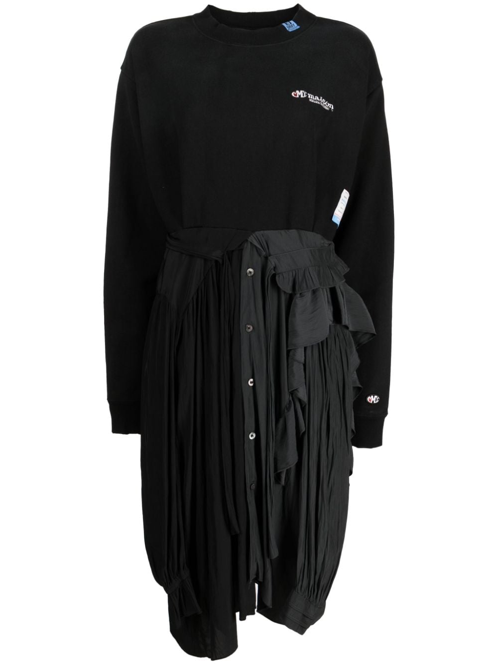 Maison Mihara Yasuhiro logo-embroidered combined shirtdress - Black von Maison Mihara Yasuhiro