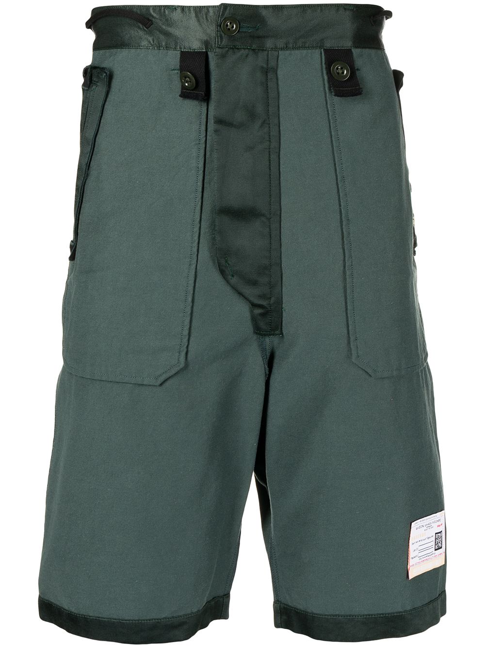Maison Mihara Yasuhiro logo-patch cotton-blend Bermuda shorts - Green von Maison Mihara Yasuhiro
