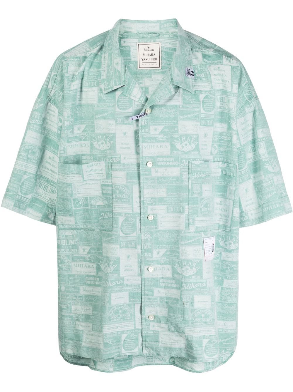 Maison Mihara Yasuhiro graphic-print short-sleeved shirt - Green von Maison Mihara Yasuhiro