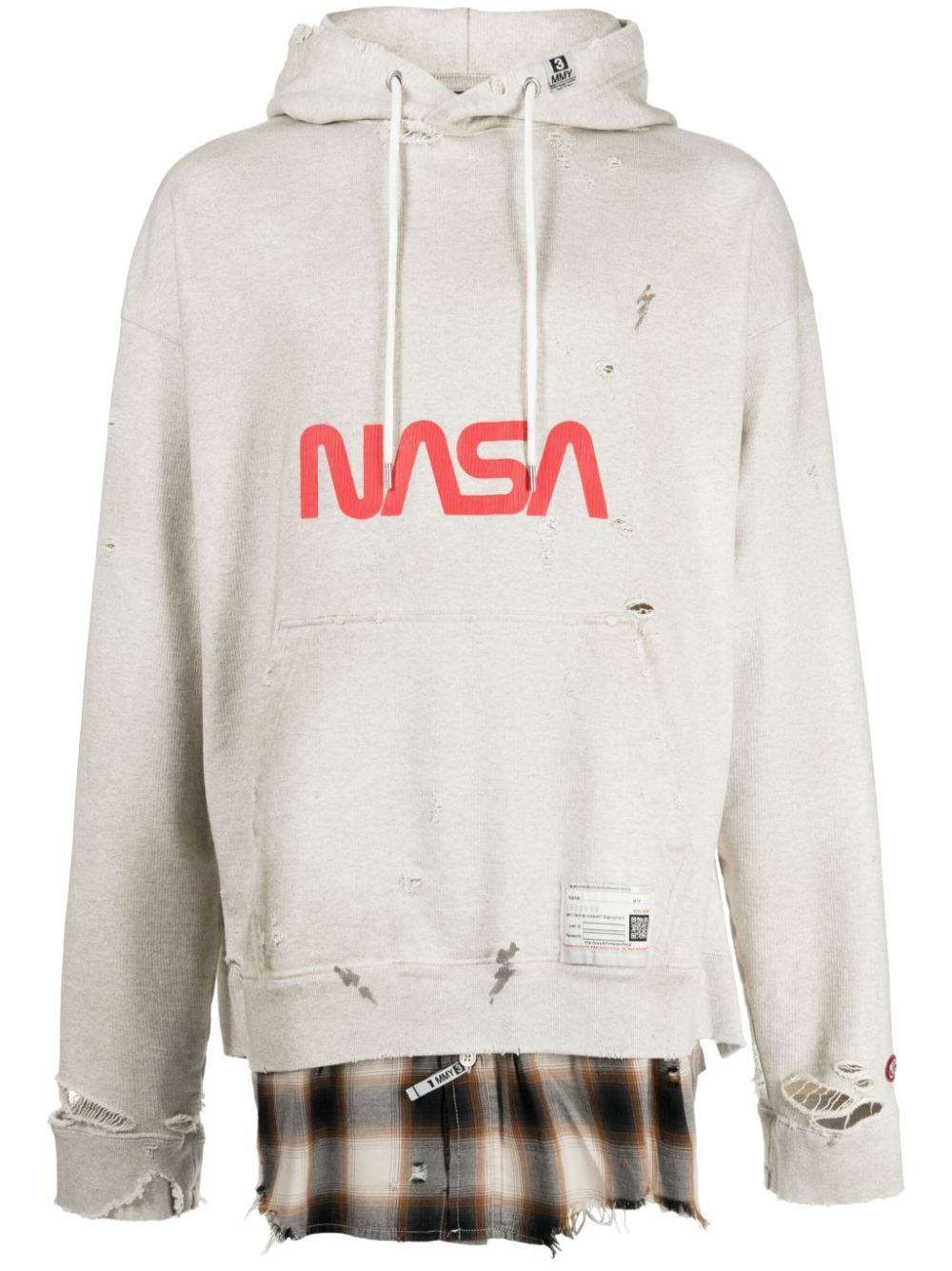 Maison MIHARA YASUHIRO triple-layered logo-print hoodie - Neutrals von Maison MIHARA YASUHIRO