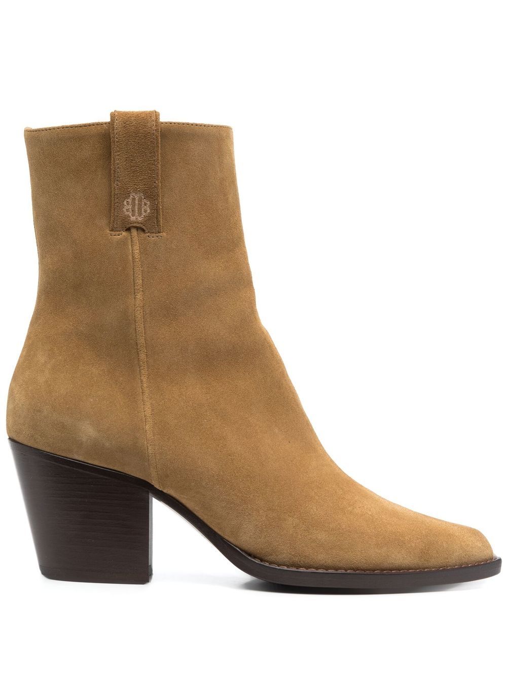 Maje 75mm suede cowboy boots - Neutrals von Maje