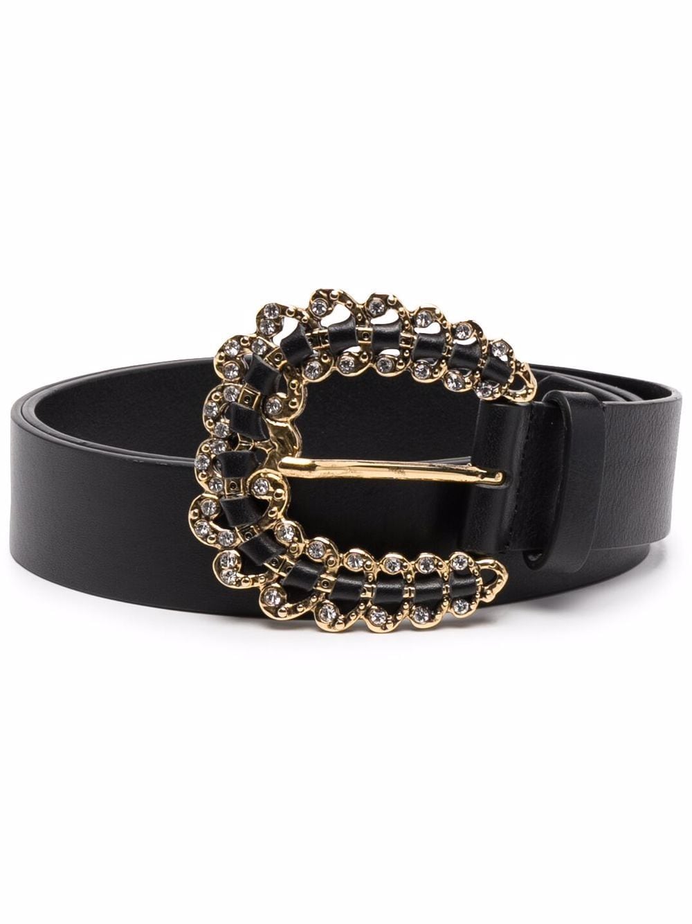 Maje Diamanté buckle leather belt - Black von Maje