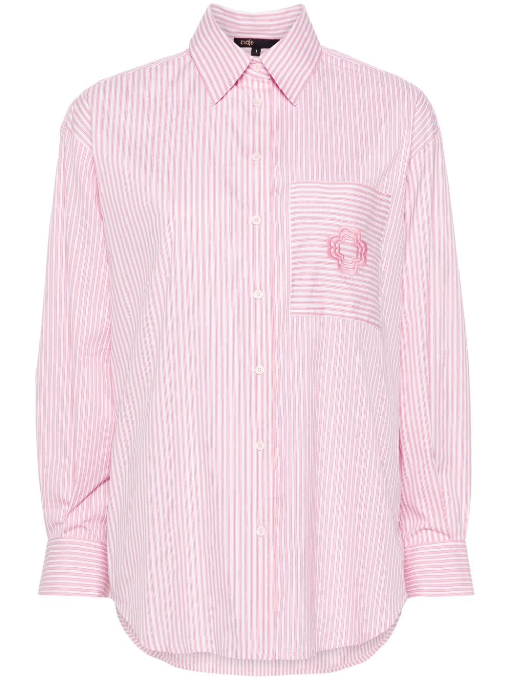 Maje Clover-embroidered striped shirt - Pink von Maje
