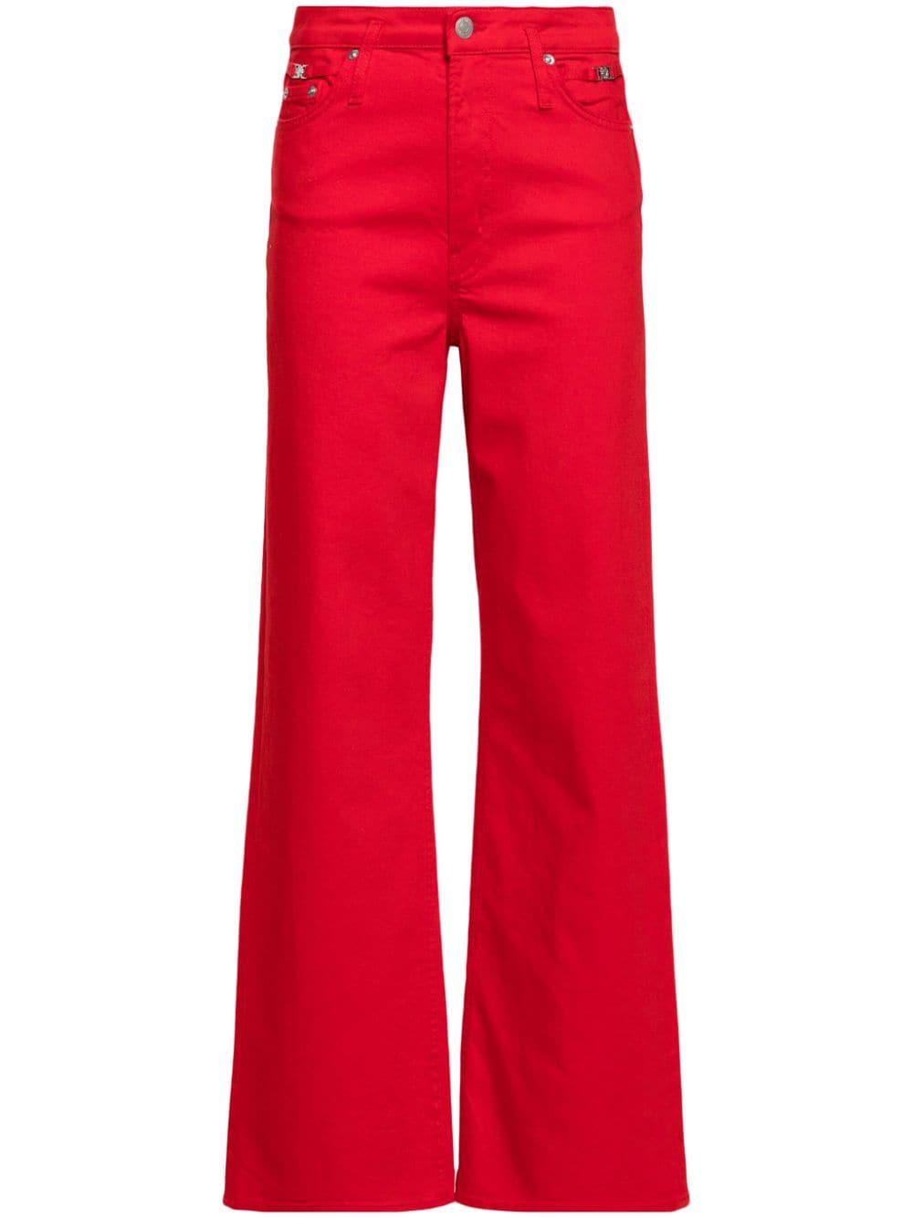 Maje Clover-plaque high-rise wide-leg jeans - Red von Maje