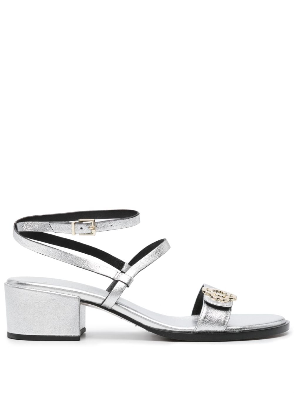 Maje Clover-plaque metallic sandals - Silver von Maje