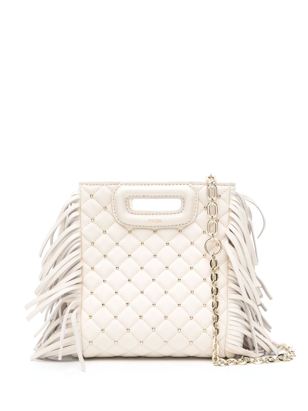 Maje M studded leather mini bag - White von Maje