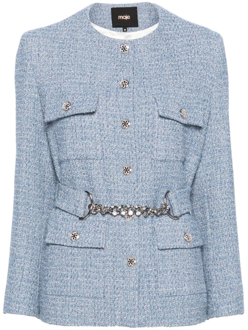 Maje belted-waist tweed jacket - Blue von Maje