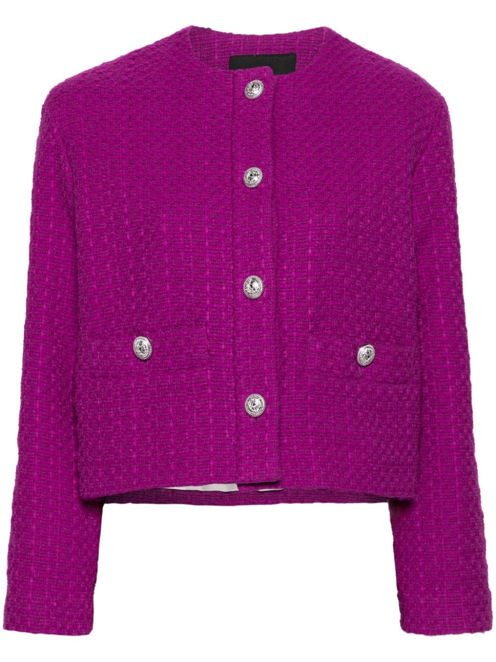 Maje button-fastening tweed jacket - Purple von Maje