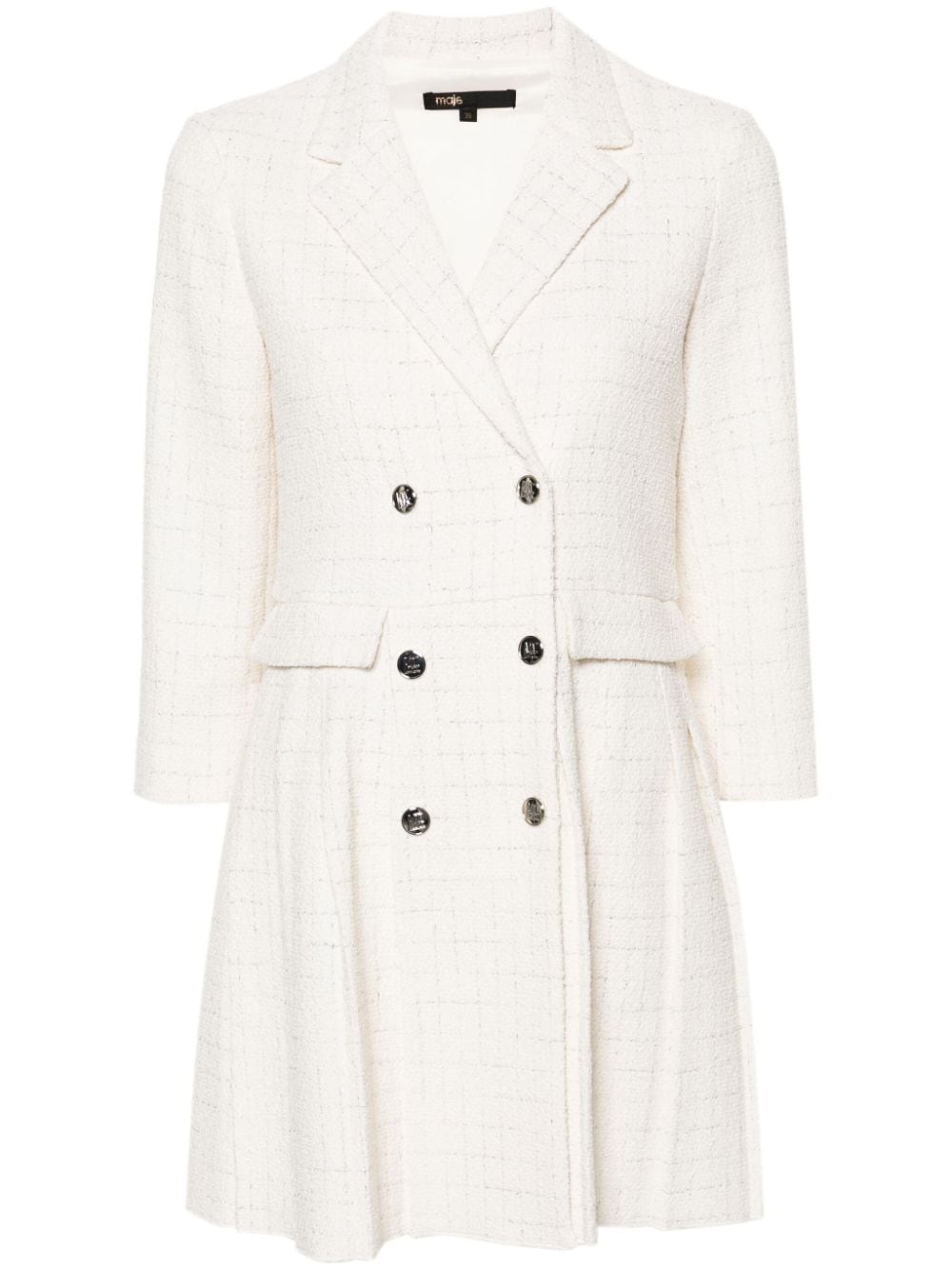 Maje check-pattern bouclé blazer dress - White von Maje