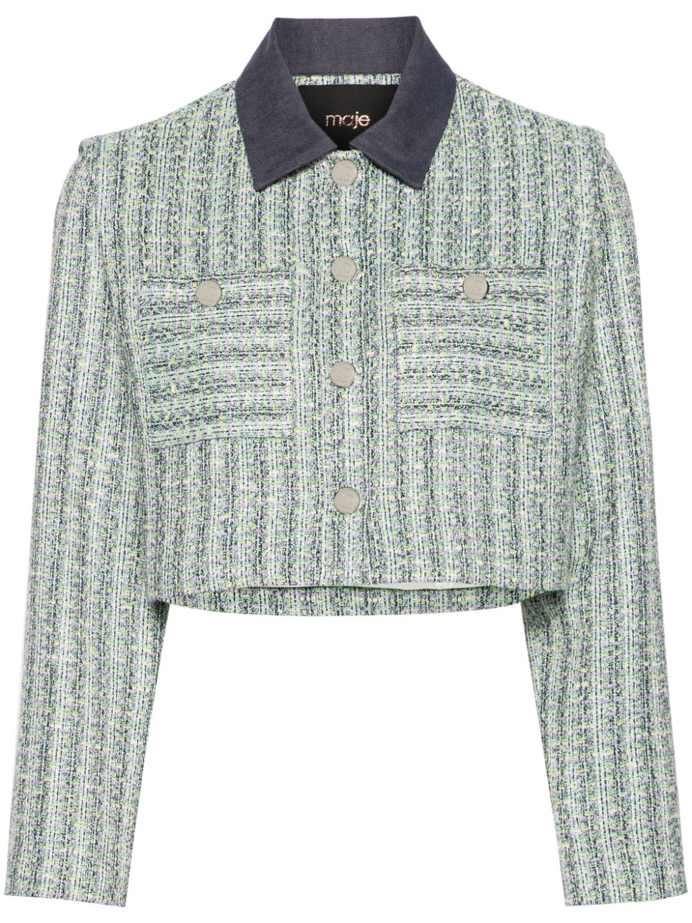 Maje contrasting-collar tweed jacket - Green von Maje