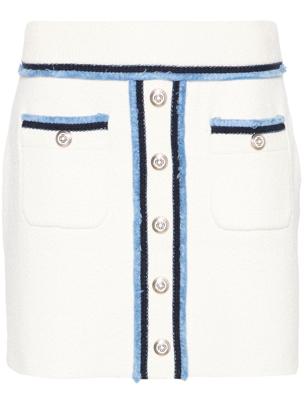 Maje decorative-buttons bouclé miniskirt - White von Maje