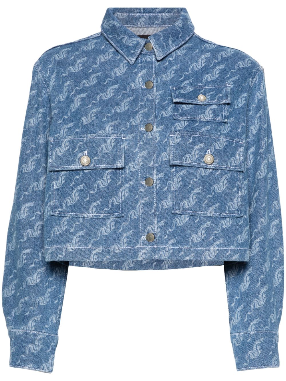 Maje dragon-pattern denim shirt - Blue von Maje