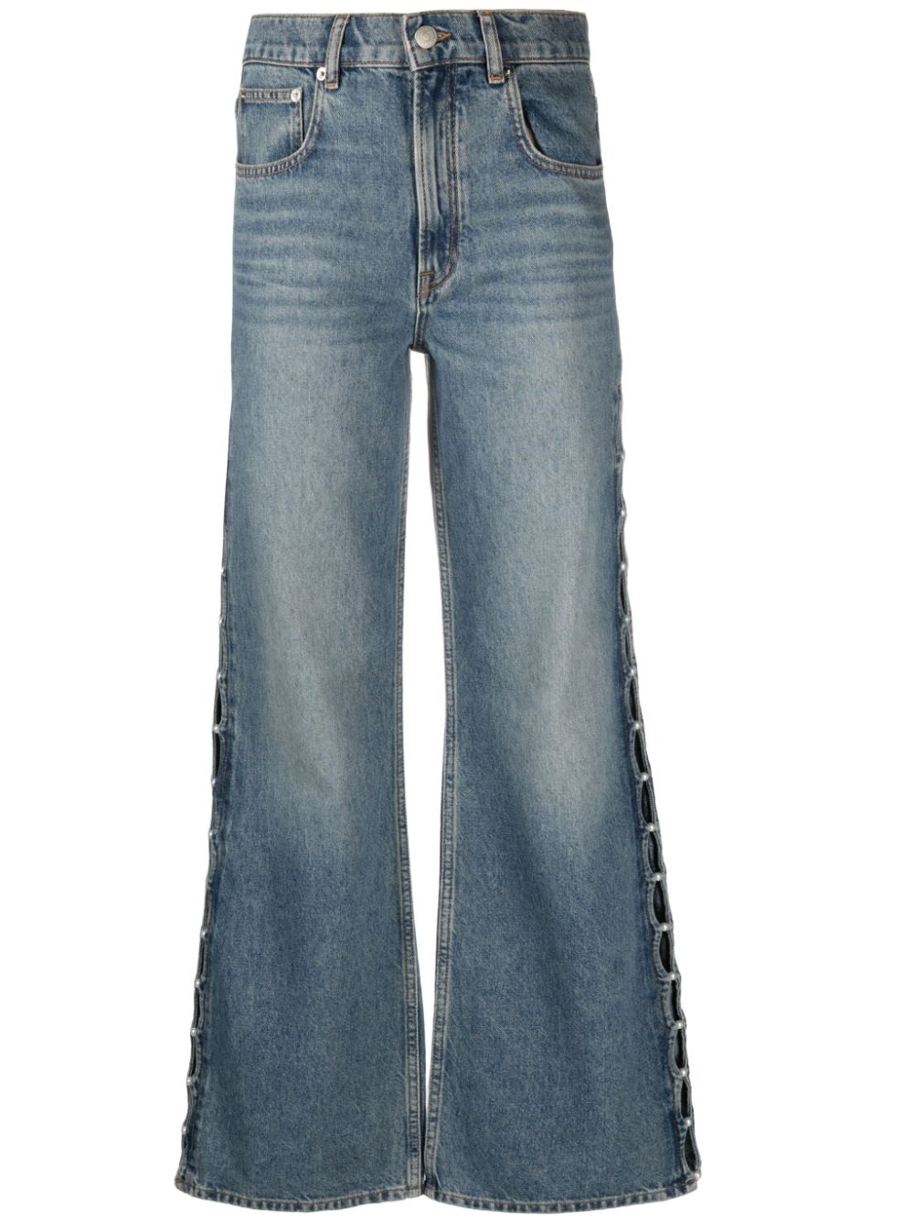 Maje faux-pearl high-rise flared jeans - Blue von Maje