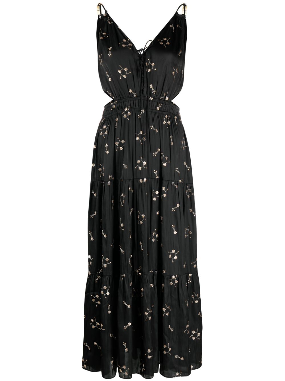 Maje floral-embroidered cut-out midi dress - Black von Maje