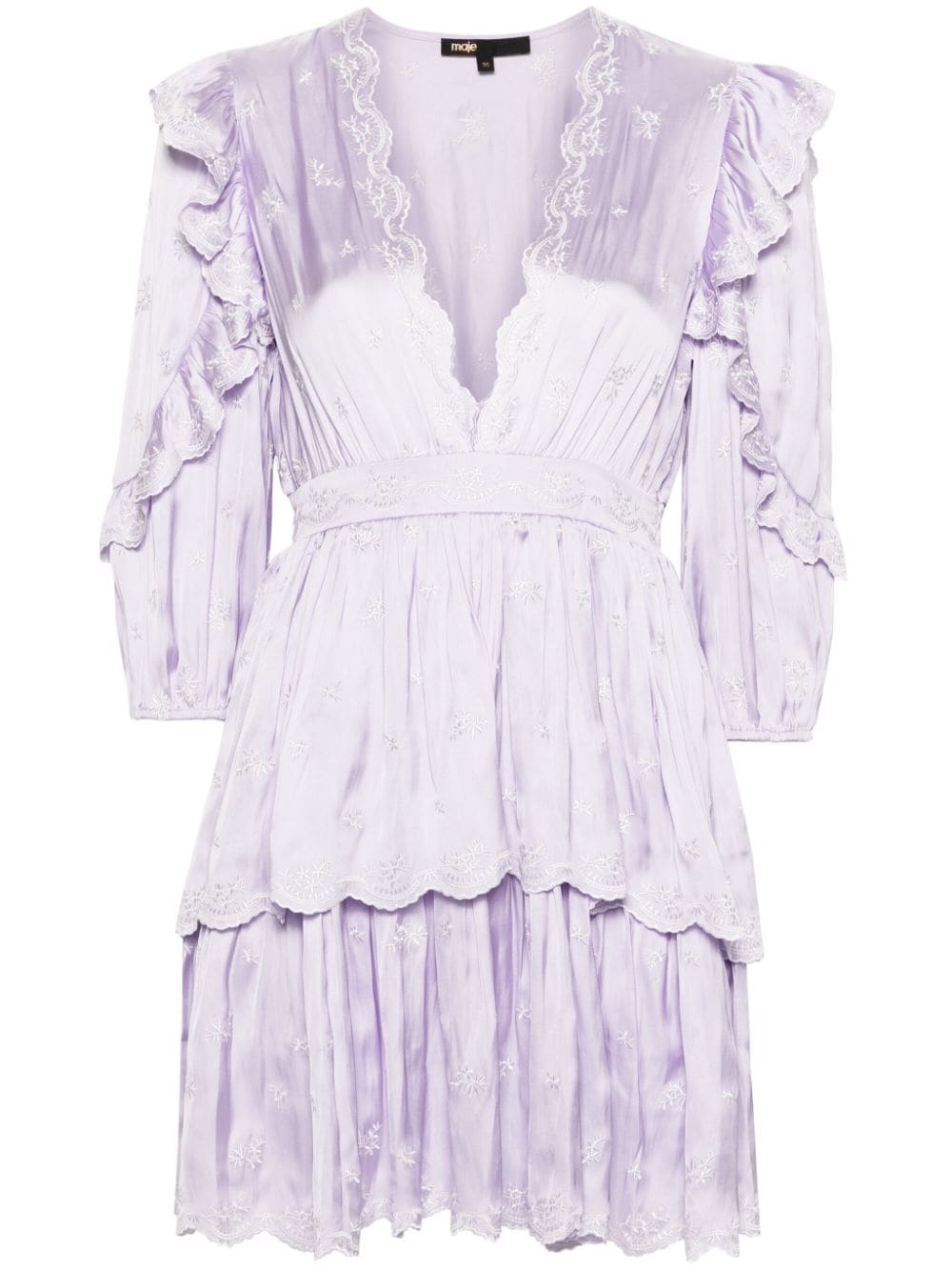 Maje floral-embroidered satin minidress - Purple von Maje