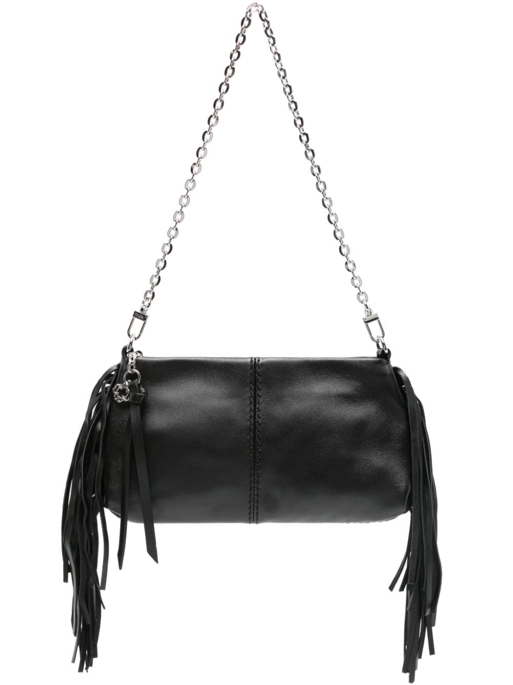 Maje fringed leather clutch bag - Black von Maje
