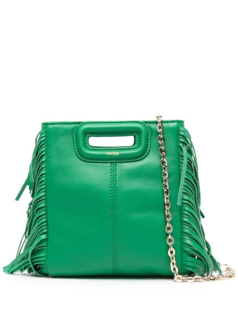 Maje fringed leather crossbody bag - Green von Maje