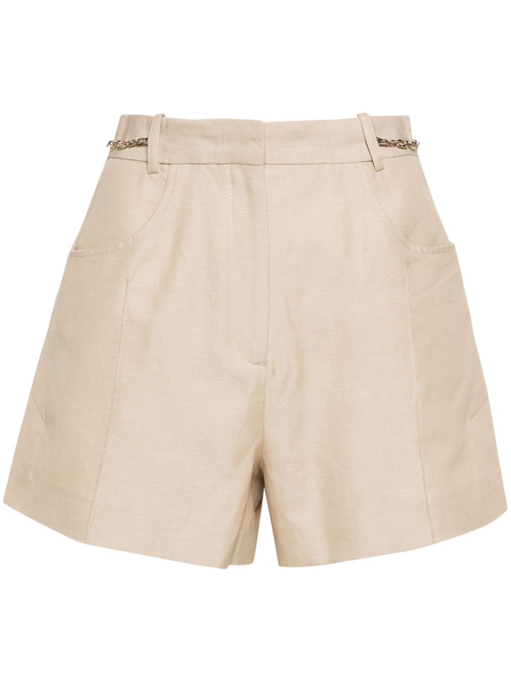 Maje high-waist linen shorts - Neutrals von Maje