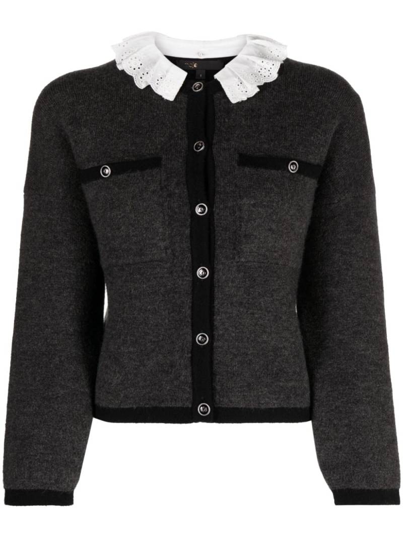 Maje lace-collar wool cardigan - Grey von Maje