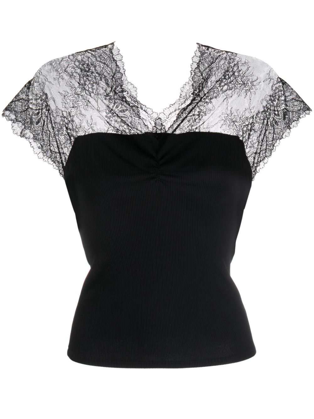 Maje lace-panel V-neck top - Black von Maje