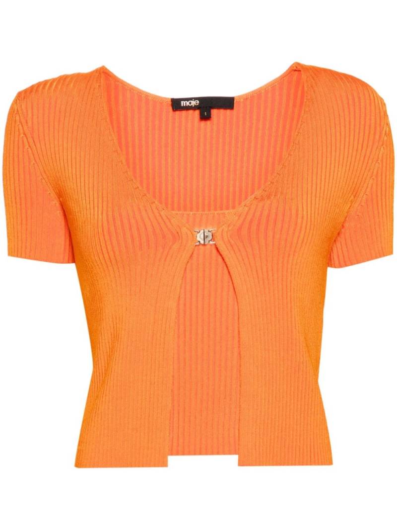 Maje layered ribbed crop top - Orange von Maje