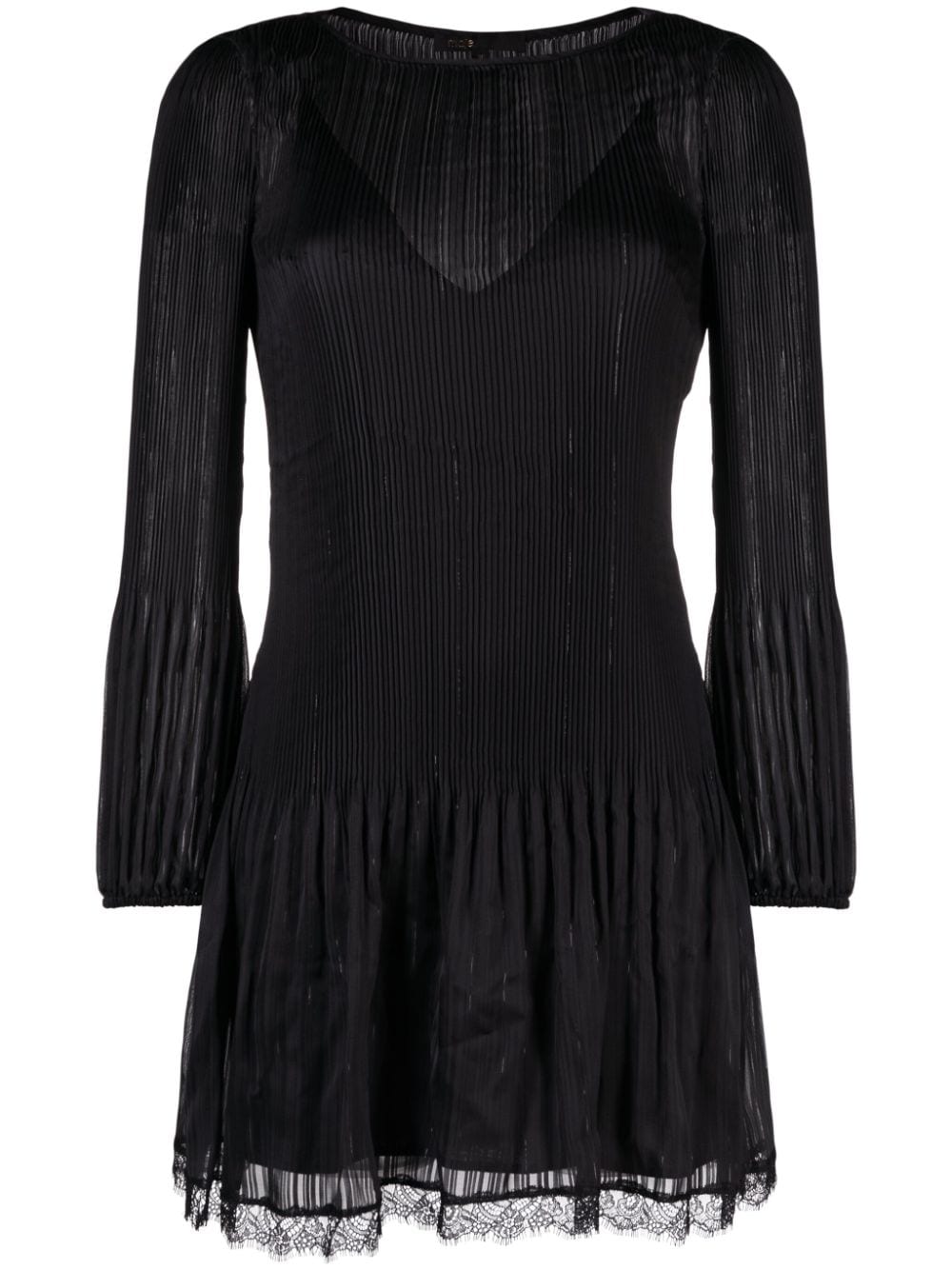 Maje long-sleeved pleated minidress - Black von Maje