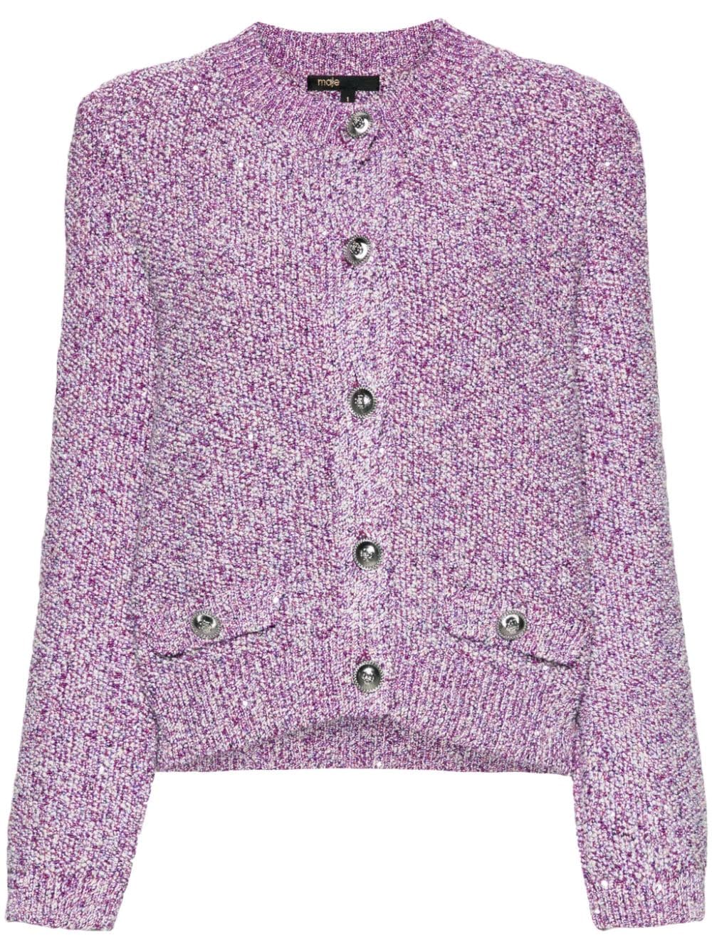 Maje sequin-embellished knitted cardigan - Pink von Maje