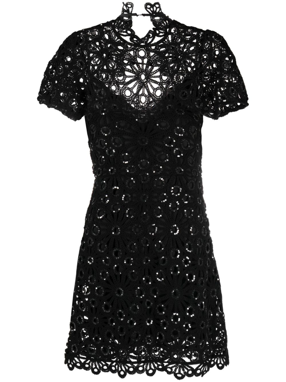 Maje sequined crochet short dress - Black von Maje