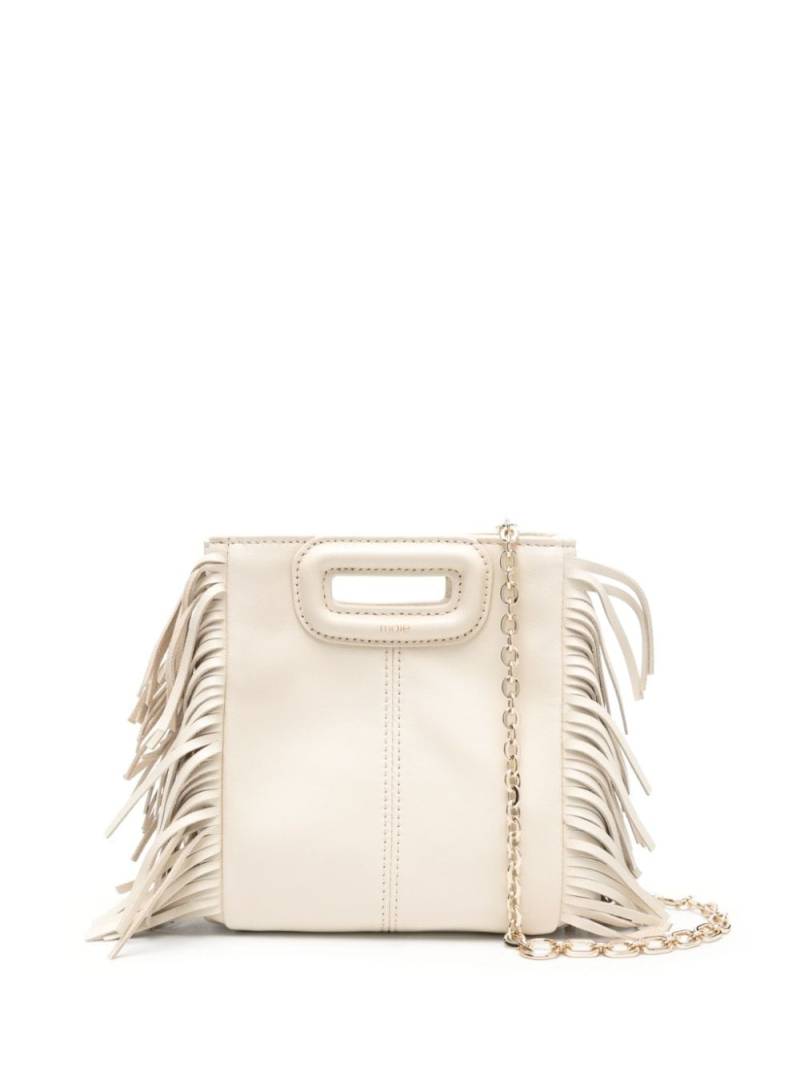 Maje small M fringed leather bag - Neutrals von Maje