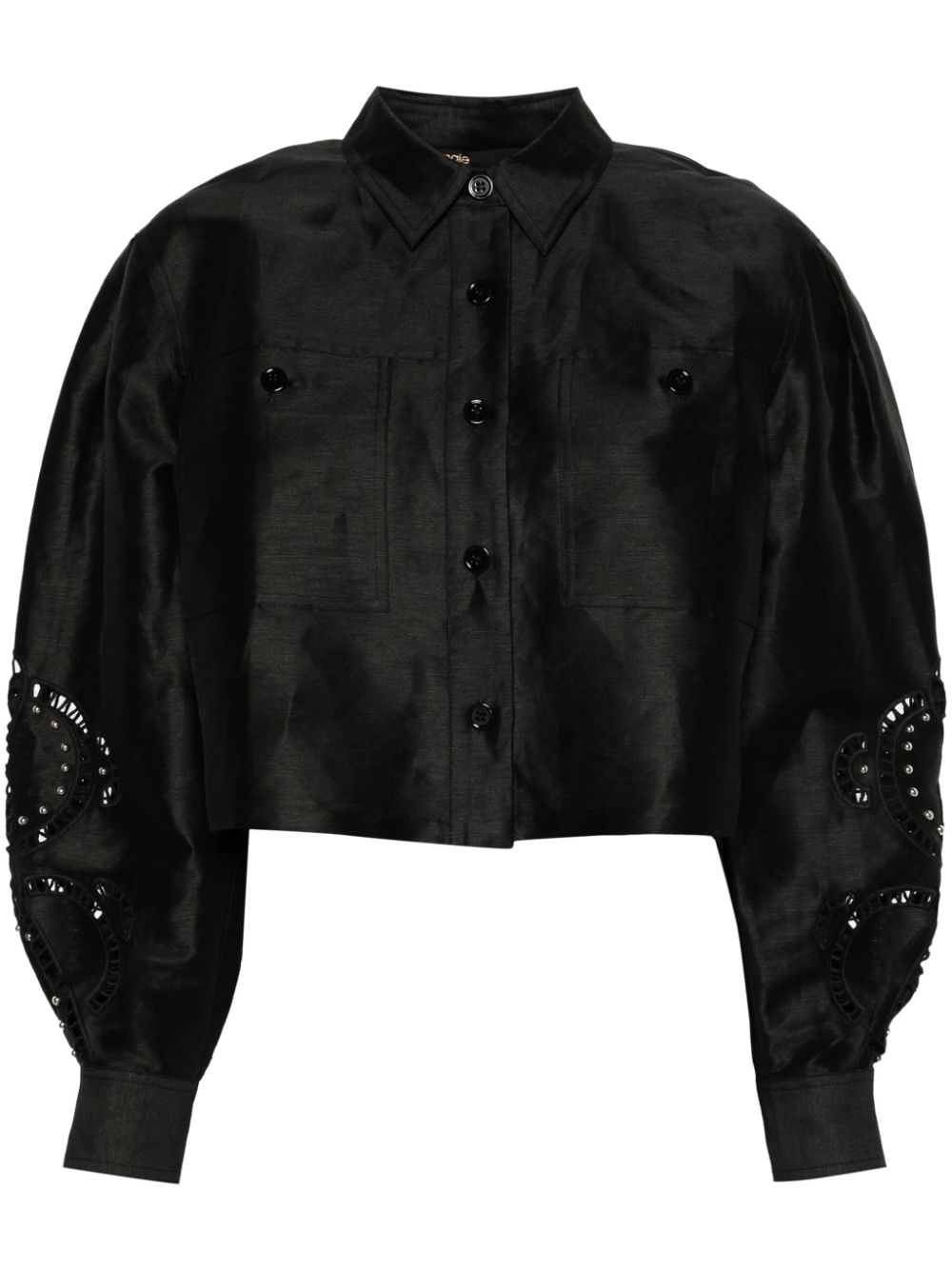 Maje stud-embellished cropped shirt - Black von Maje