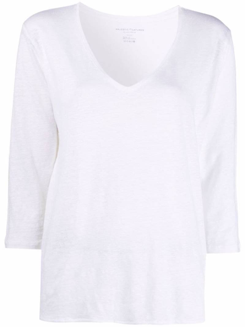 Majestic Filatures V-neck long-sleeved T-shirt - White von Majestic Filatures