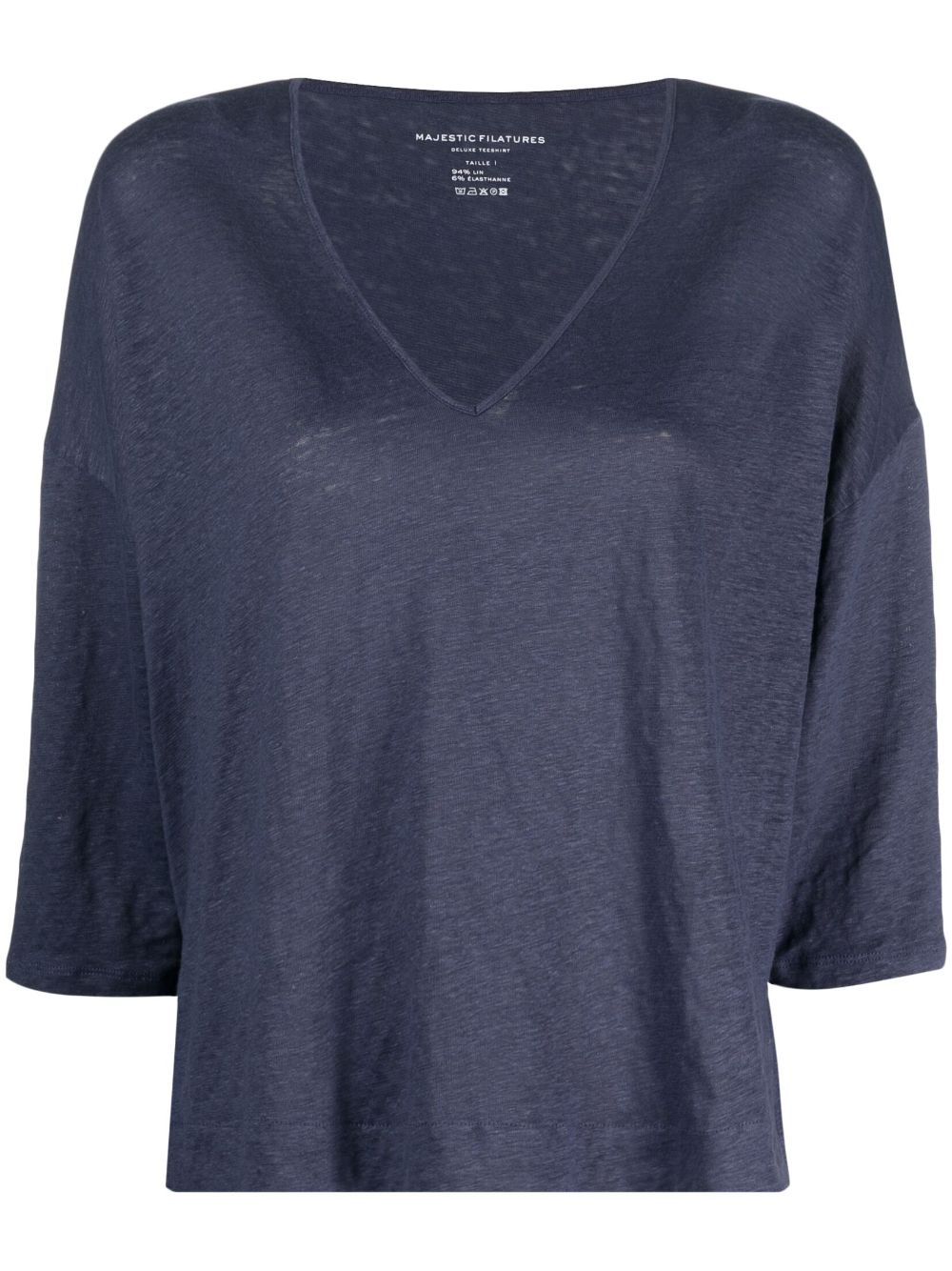 Majestic Filatures V-neck three-quarter sleeved top - Blue von Majestic Filatures