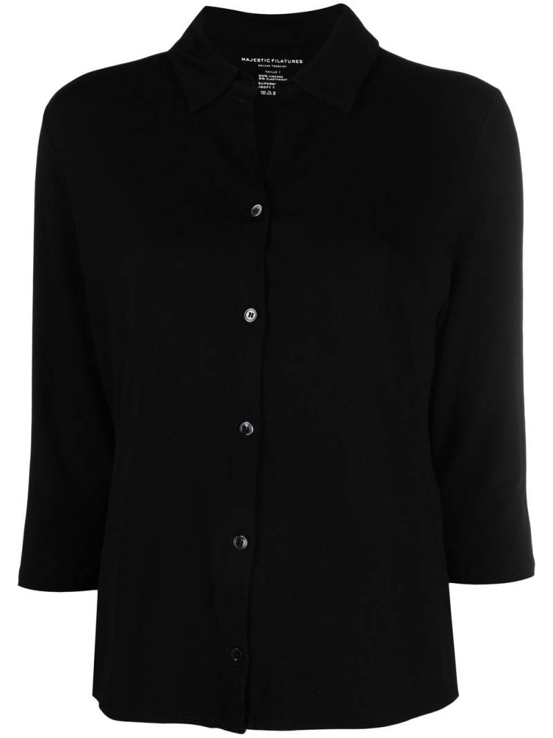 Majestic Filatures three-quarter length sleeves shirt - Black von Majestic Filatures
