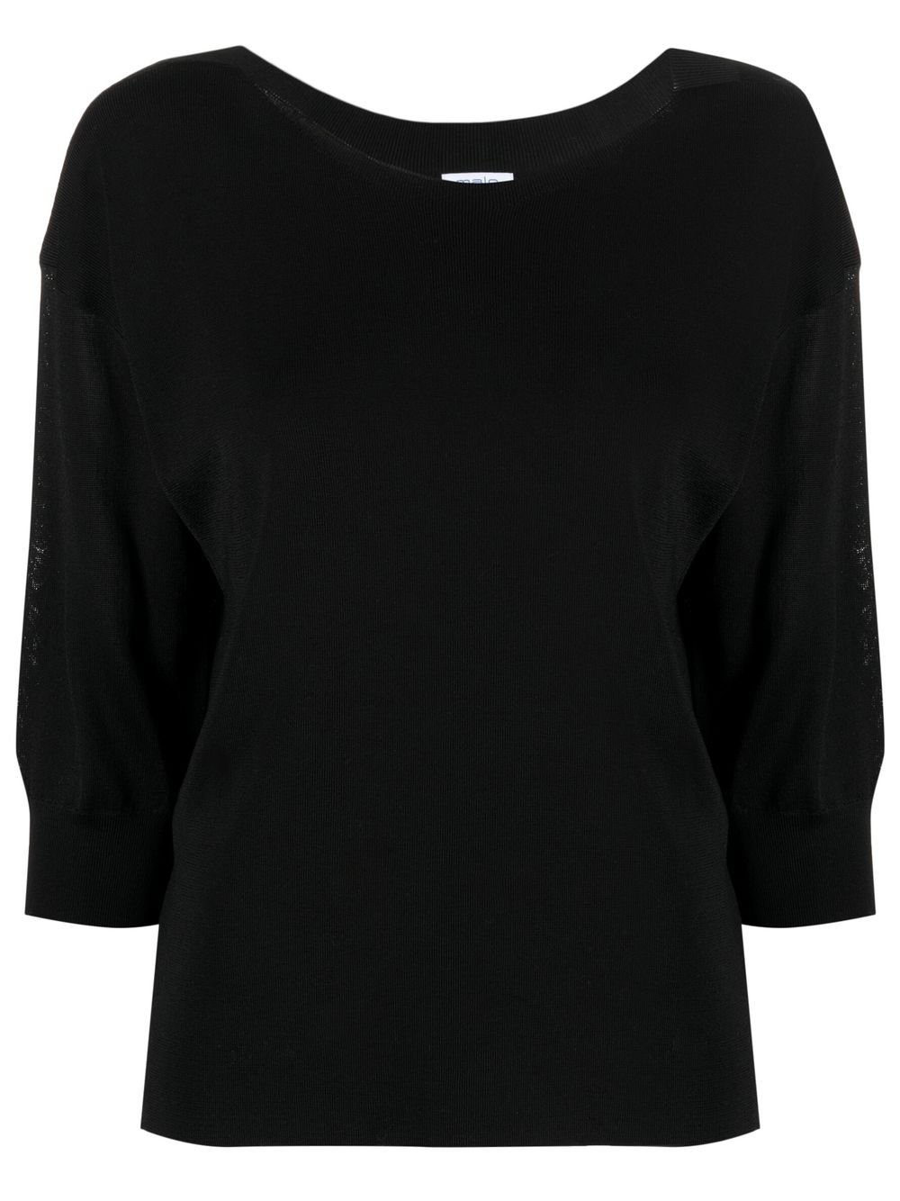 Malo fine-knit short-sleeve top - Black von Malo