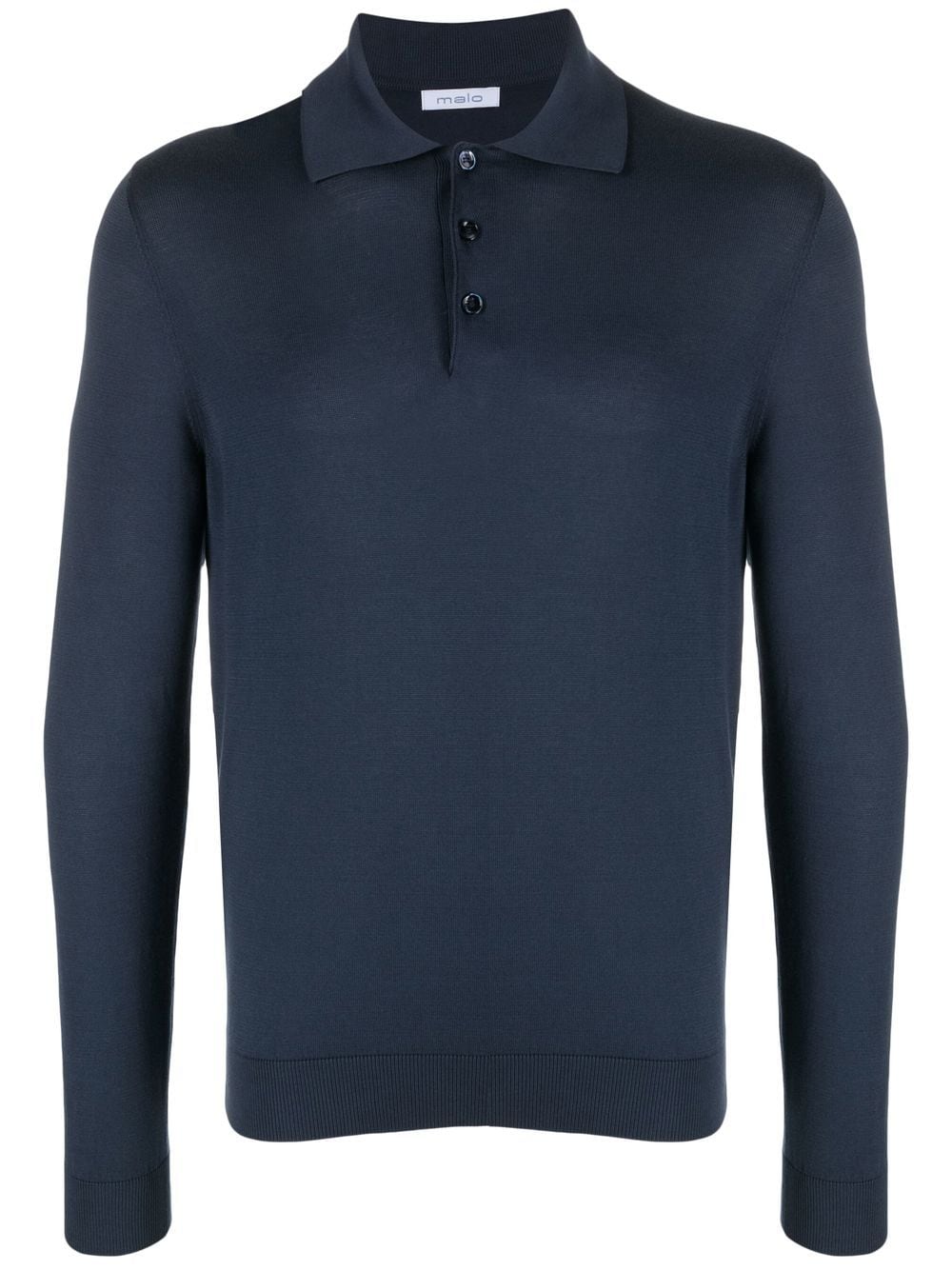 Malo long-sleeved cotton polo shirt - Blue von Malo