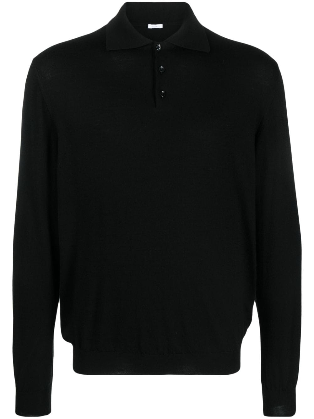 Malo long-sleeved knitted polo shirt - Black von Malo